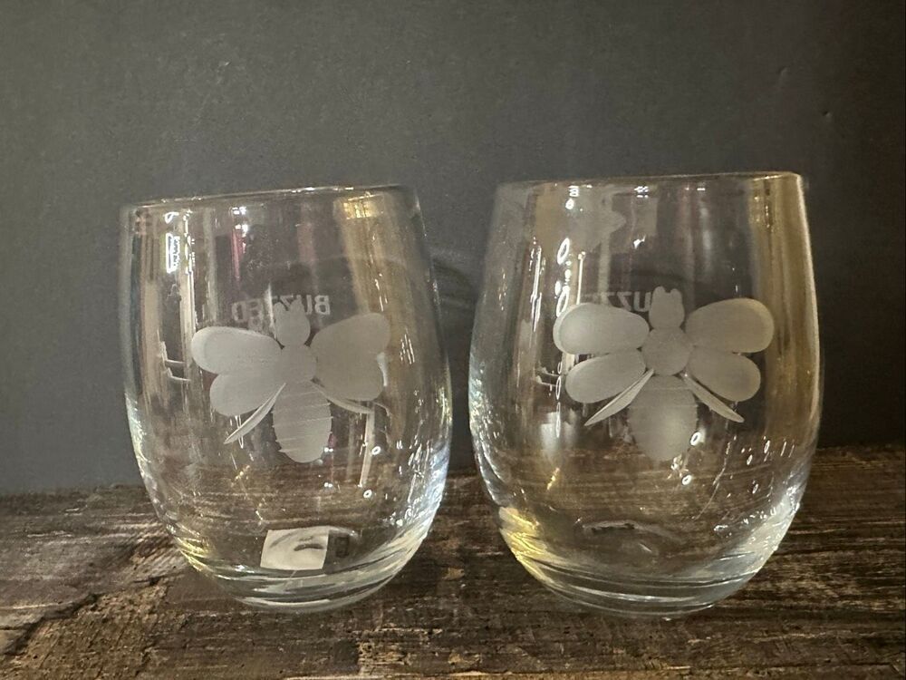 TAG Clear Buzzed Stemless Wine Glass Set of 2